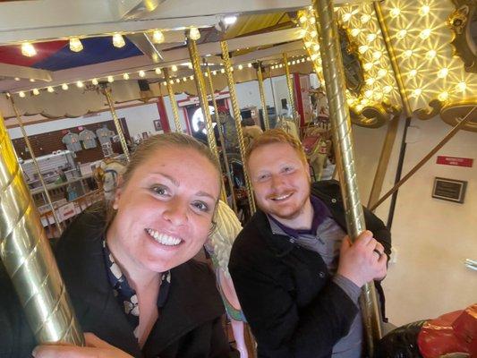 Boyfriend and me on the carousel