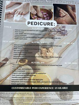 Pedicure pricing July 2024