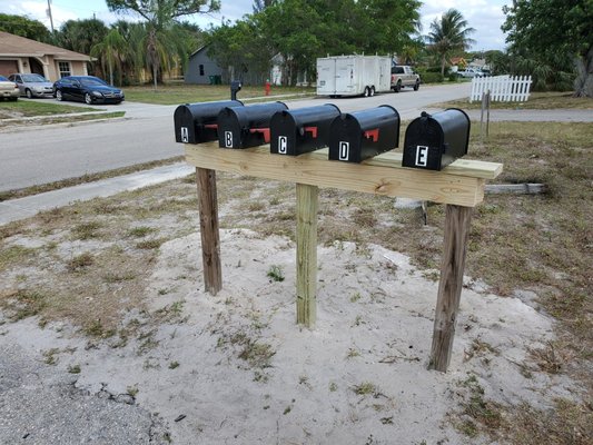 Rebuilt mail box station.