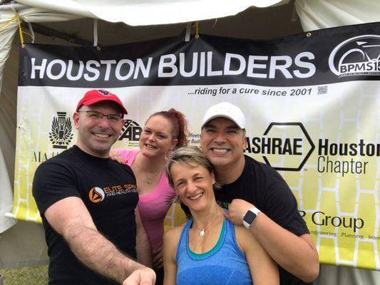 2017 MS150 Houston Builders massage team.  Taking care of our awesome bike riders.  GO HOUSTON BUILDERS!