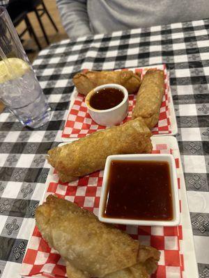 Steak and cheese and chicken/shrimp egg rolls