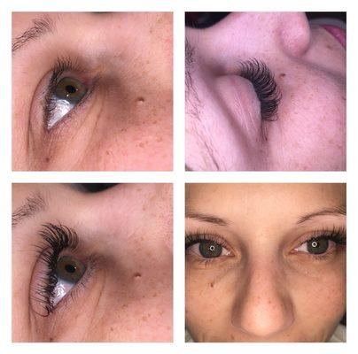 Eyelash extensions individually applied.