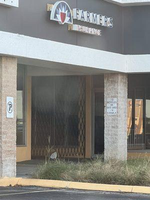 Entryway to theatre gated shut.