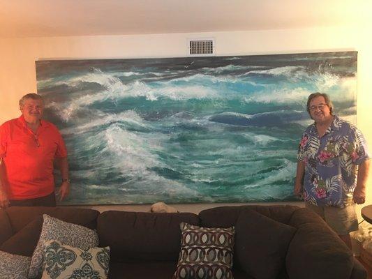 Ocean Waves, and surf paintings created to order to your special location in your home or business. Here is a 6ft. X 12ft.