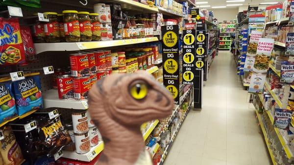 Bob the Raptor Says "Dollar General is a good place to come."