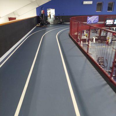 Three lane indoor track. Bad weather is no excuse.