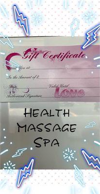 Happy holidays! ! ! Gift certificate on sell 
Call 443-442-6242
Health Massage Spa
4132 E Joppa Rd #104 Nottingham Md 21236