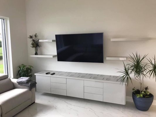 Custom Cabinet and Custom Floating Shelves