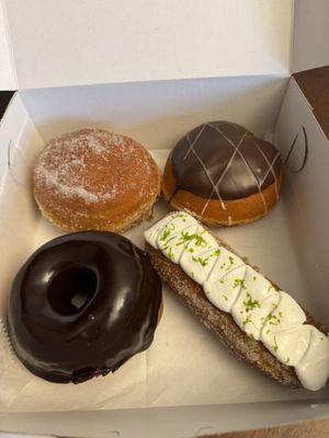 Strawberry Filled , Boston Cream, Chocolate Donuts, key lime