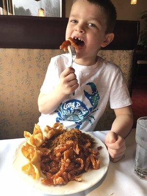 My little man loves the orange chicken!!