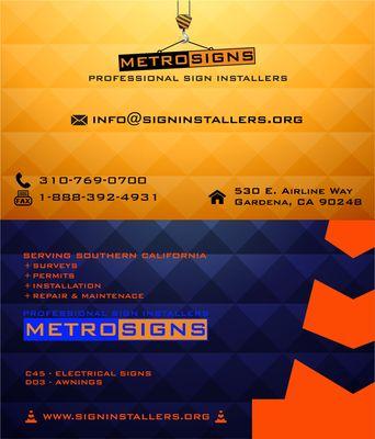 Metro Signs Business Card