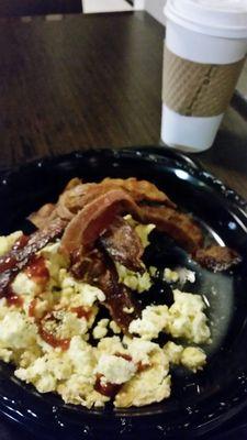 Powdered eggs and bacon. Tasted even worse than it looked.