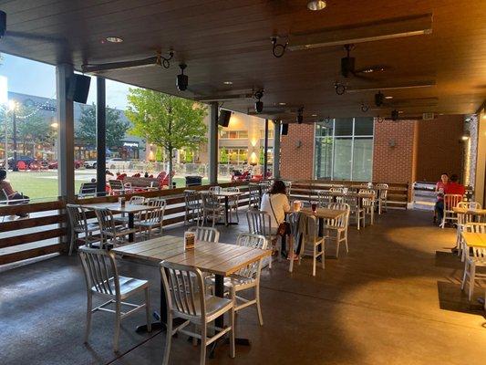 Outdoor patio. Perfect when the weather is nice, heat lamps when it's cold.