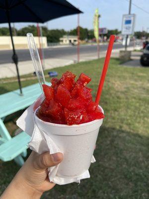 Watermelon Flavor with Watermelon chunks, Tajín and chamoy