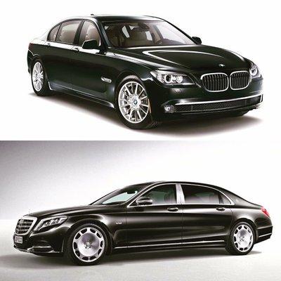 The BMW 7 series and the Mercedes S500 are our luxury sedan.  Ask us for a ride in one!