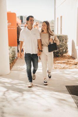 Couple walking in and excited to be at church!