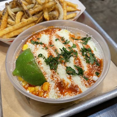 Elotes and fries