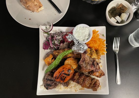 Mixed Grill with all the menu favorites and salad