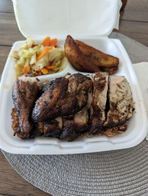 Large Jerk platter with three sides.