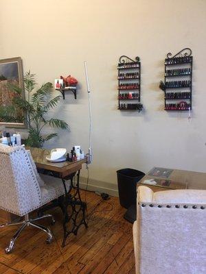 Nail salon with beautiful colors and services available