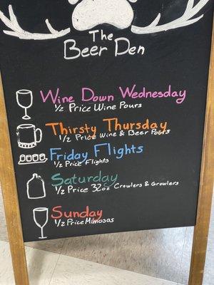 Daily Beer den specials