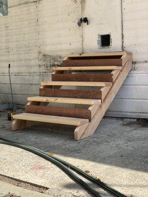 Let us know, if you need a safe way to get in your house or storage container. We build stairs cheap and reliable.