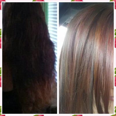 The before picture is kind of dark, but so was my hair! Check out the before and after!