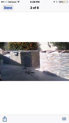 Backyard stacked stone installation