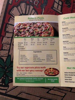 Menu inside