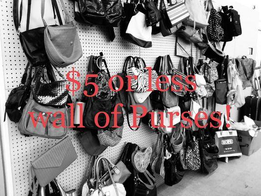 Entire wall of purses $5 or less!