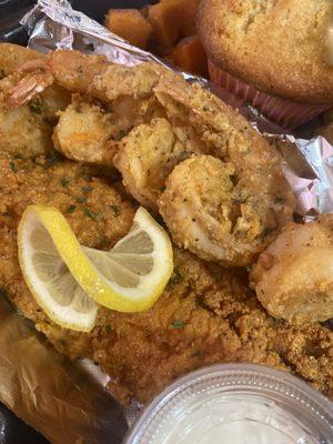 Fried Catfish and Shrimp Platter