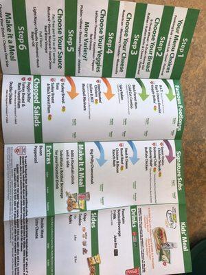 Take out menu