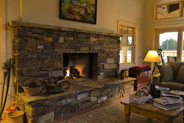 A Spane Buildings Inc. home interior w/ fireplace