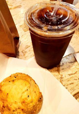 Cheddar Chive Scone + Iced Coffee -  7/30/2023