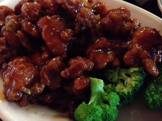 Orange chicken with fresh orange rind is zesty and delicious