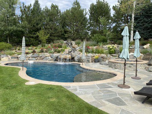 Beautiful pool, waterfall and patio project in Arvada