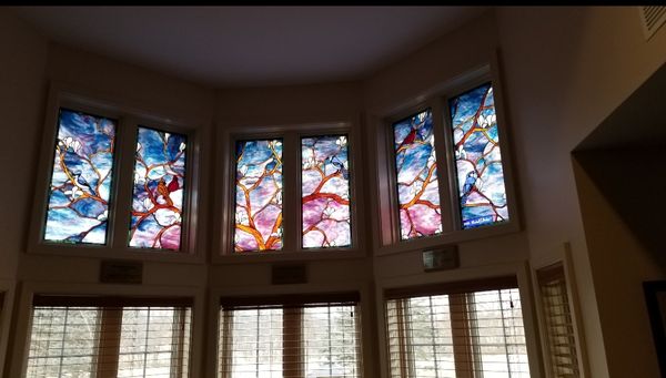 Beautiful stained glass in Prayer room.