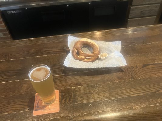 Blonde Ale With A Pretzel