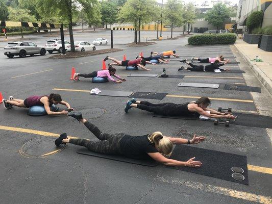 Group fitness outdoors