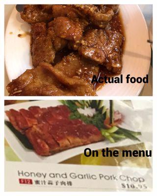 They should have not put pictures in their menu or have their own ugly food pictures on the menu.