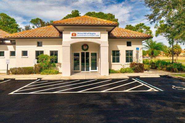 Private parking and handicapped access in front of the building