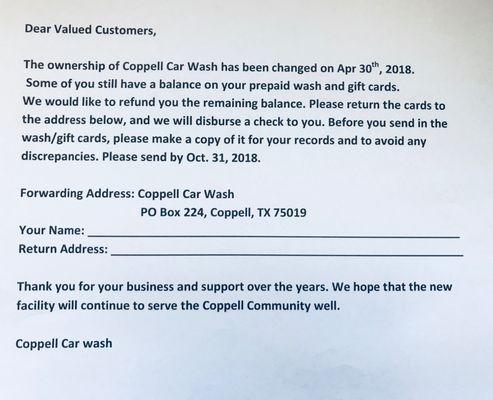 THANK YOU FOR ALL YOUR LOYALTY AND SUPPORT.  GOD BLESS YOU~!! COPPELL CAR WASH