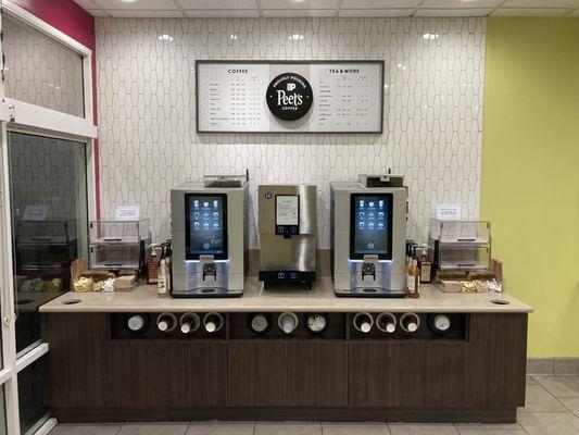 Self-Serve Peet's Coffee, Espresso, Tea and hot chocolate bar!