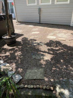 Flagstone and pea gravel walkway/patio