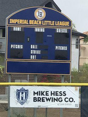 10.6.21 Scoreboard For Minor Field Sponsored By Mike Hess Brewing Company