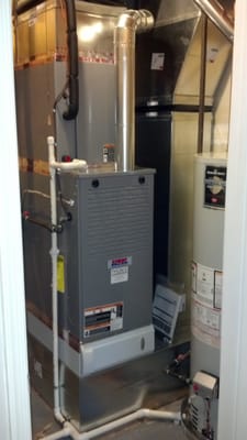 New install complete.  We replaced the furnace, ac coil, water heater, and a new AC unit.  Made a little more room in a cramped laundry room