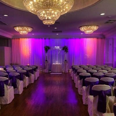 Pipe and Drape with Uplighting for Wedding Ceremonies.