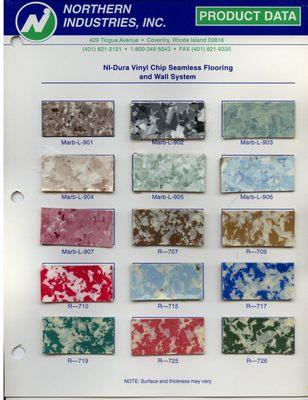 NI-Dura Vinyl Chip Flooring Color Chart