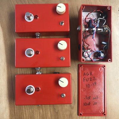 Hardwired pedals built in house, custom circuits and classic clones