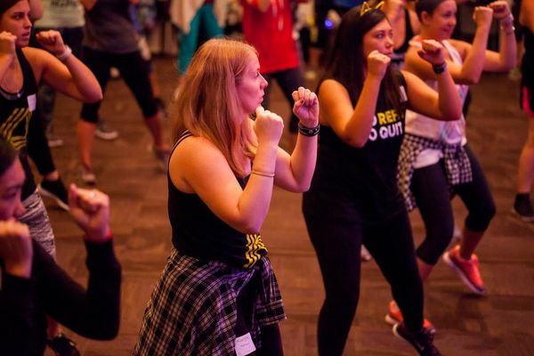 Deep into thought. Dance Cardio group fitness class (REFIT)